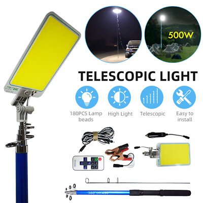 #ad 500W Telescopic Fishing Rod COB LED Light Camping Lantern Rechargeable Outdoor $41.79