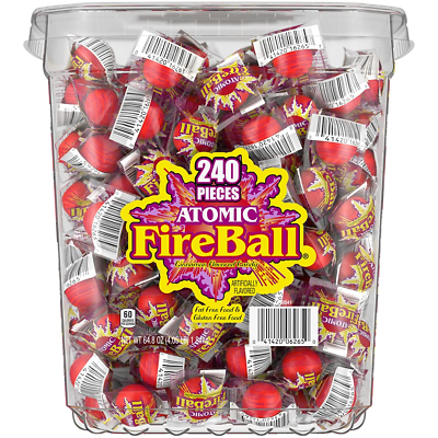 #ad Atomic Fireballs Candy 4.05 Pound Bulk Tub 240 Count 1 Pack Red Hot Flavor $55.37