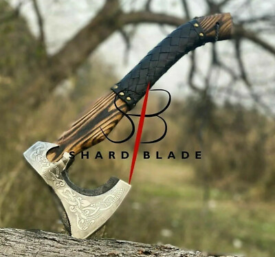#ad HAND FORGED Carbon Steel Hatchet VIKING Axe Battle Ready Throwing Axe Sheath $55.99