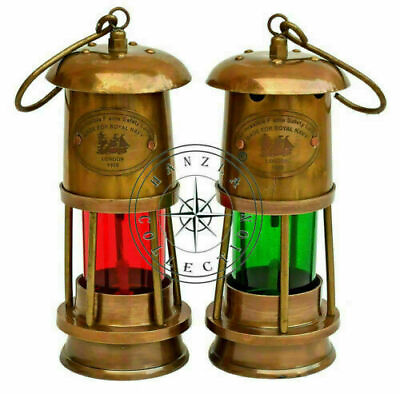 #ad set Of 2 Lantern Antique Brass Lamps Ship Oil Lantern Vintage Miner new handmade $55.67