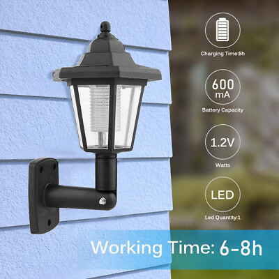 #ad Retro Outdoor Solar Power LED Wall Lantern Yard Patio Porch Hexagonal Lamp $9.99