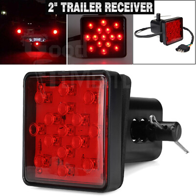#ad Red Lens 15 LED Brake Light DRL Trailer Hitch Cover Fit For 2quot; Towing amp; Hauling $17.48