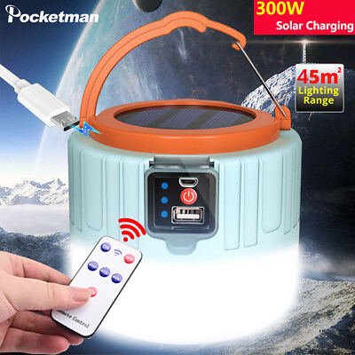 #ad Remote Control Solar LED Camping Lantern USB Rechargeable Light Bulb Tent Light $11.45