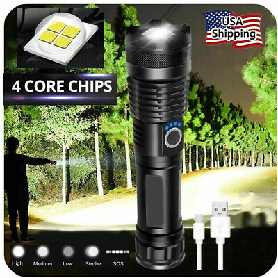 #ad #ad 1000000 Lumens Super Bright LED Tactical Flashlight Rechargeable LED Work Light $10.55
