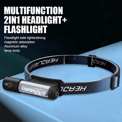 #ad 2in1 USB Headlamp LED Flashlight Head Torch 9Mode 6x LED Headlight Magnetic Lamp $15.17