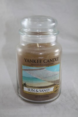 #ad YANKEE CANDLE SUNamp;SAND SCENTED WITH PURENATURAL EXTRACTS LARGE JAR 22 OZ $7.95