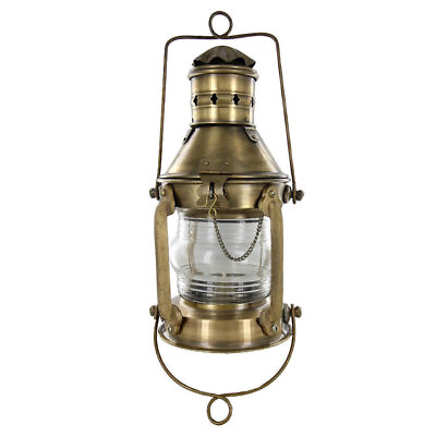 #ad Nautical Merchant Vessel Antique Brass Anchor Signaling Lantern $97.28