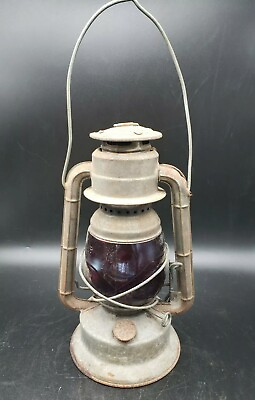 #ad Vintage Dietz Little Wizard Lamp Lantern Red Globe $45.00
