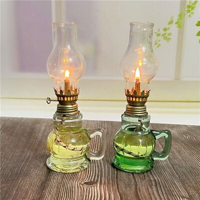 #ad 1pcs MINI Chamber Oil Lamp Vintage Glass HURRICANE Kerosene Lamp LANTERN CHIMNEY $16.50