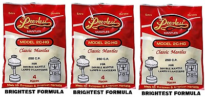 #ad PEERLESS 2C HG MANTLES 3 PACKS OF 4 12 MANTLES BRIGHTEST FORMULA #21 STYLE $16.77