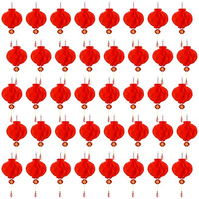 #ad 40 Pieces Red Chinese Lanterns Festival Lanterns Decorations for New Year Sp... $17.08