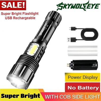 #ad Super Bright LED Flashlight Rechargeable USB Magnet Torch with COB Flashlights $11.89
