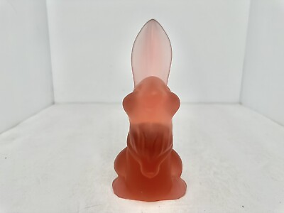 #ad Vintage MCM Viking Glass Satin Pink Thumper Bunny 6.5” Stunning $99.99
