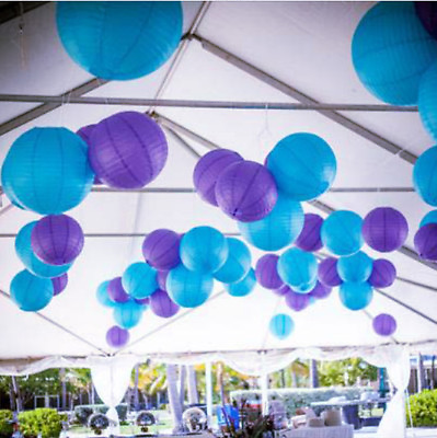 #ad 24x Blue Purple Peacock Paper Lanterns Wedding Birthday Party Venue Decoration AU $57.15