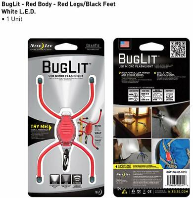 #ad Red Nite Ize BugLit LED Micro Flashlight Gear Tie $11.98