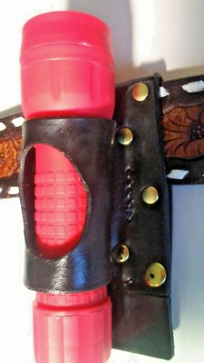 #ad All Leather Hand Made FLASH LIGHT Holster FREE Flash light $6.99 value $14.69