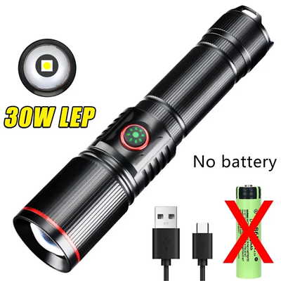 #ad #ad 30W Zoom High LED Power Flashlight USB Rechargeable Tactical Torch Camping Lamp $17.75