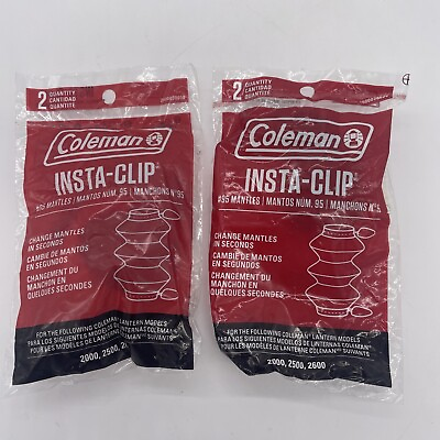 #ad Coleman Mantle Tube #95 Insta Clip Lantern 2 Pack 4 Total New $13.50