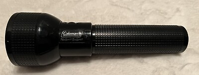 #ad Vintage Coleman Night Sight Flash Light Black Holds 2D batteries Working Flaw $11.98