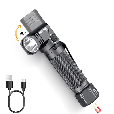 #ad Nicron 1300 Lumens Twist 90° Rechargeable Magnetic Tactical LED Flashlight Torch $30.99