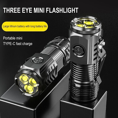 #ad Three Eyed Mini Flashlight Rechargeable LED Flashlights High Lumens 2 4h $3.99