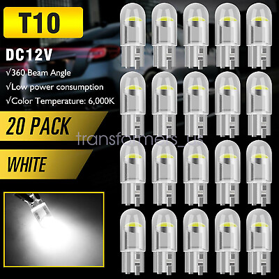 #ad 20X T10 194 168 W5W 2825 COB LED License Plate Interior Light Bulbs 6000K White $3.49