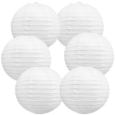 #ad 8 Inch White Paper Lanterns Decorative Chinese Japanese Hanging Round Paper L... $22.08
