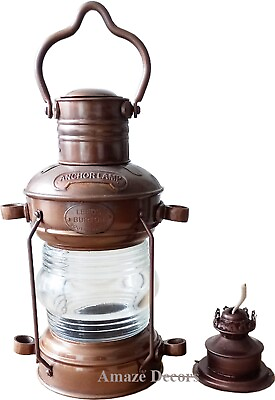 #ad #ad Antique Brass Ship Boat Lantern 14quot; Nautical Maritime Anchor Lamp Leeds Burton $88.00
