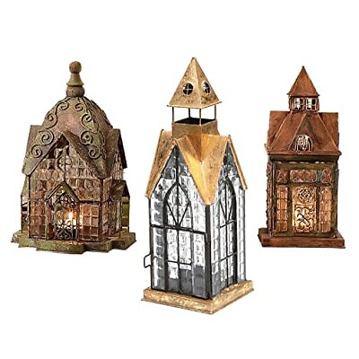 #ad Tealight Decorative Candle Lanterns Rustic Candle Holder Set of 3 Classic... $127.00