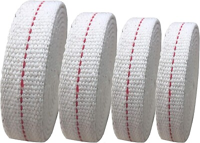 #ad 4 Rolls Oil Lamp Wick 1 2 3 4 7 8 Inch Flat Cotton Wick 6.5 Ft roll Red Stitch $12.72