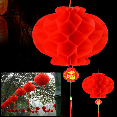 #ad 20X Chinese New Year Red Paper Lanterns Hang Lantern Tassel Hanging Party Decor $5.49