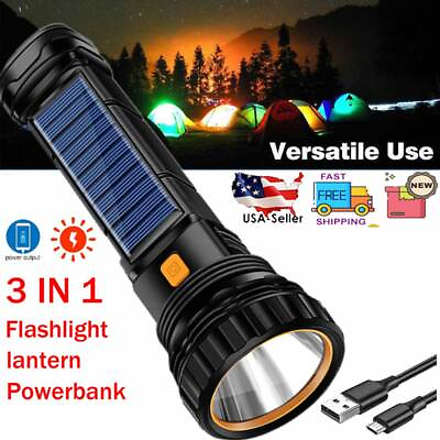 #ad Led Solar Tactical Flashlight Rechargeable Light Outdoor Camping Torch Lantern A $8.59