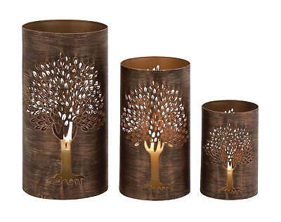 #ad Holder Copper Metal Tree Decorative Candle Lantern Set of 3 $35.18