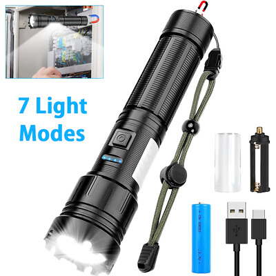 #ad Rechargeable LED Flashlight Super Bright Tactical Zoom Torch with COB Work Light $14.99