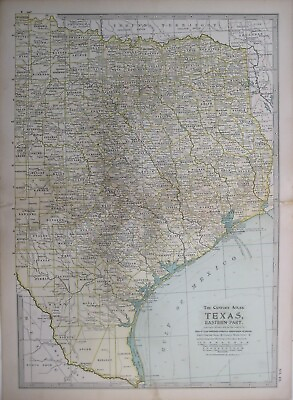 #ad Original 1902 Railroad Map EAST TEXAS Austin San Antonio Dallas Houston Comanche $24.99