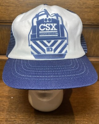 #ad Vintage Retro CSX Train RR Railroad Transportation Snapback Blue Flat Bill Hat $14.99