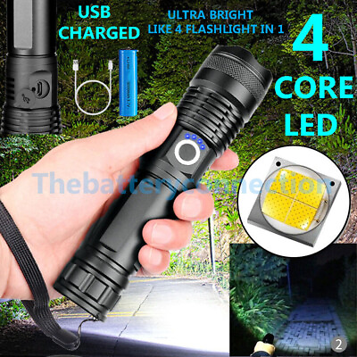 #ad Super Bright 90000LM LED Tactical Flashlight With Rechargeable Battery $10.99