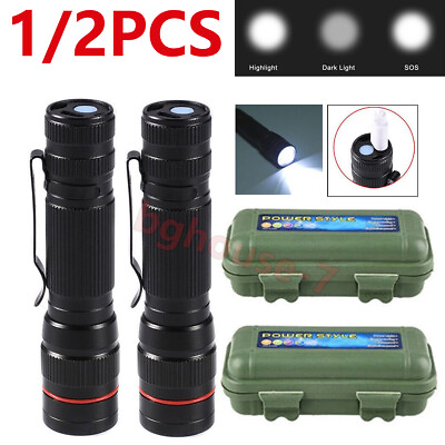 #ad 1 2 x LED Flashlight Tactical Light Super Bright Torch USB Rechargeable Lamp Set $8.90