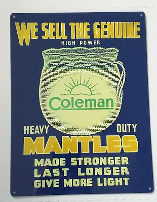 #ad 1920s Coleman Lantern Mantles Advertising vintage Repro Metal Sign 9x12 50165 $25.95