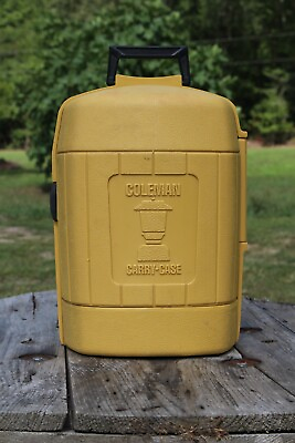 #ad Coleman Gold Yellow Clamshell Lantern Carry Storage Hard Case Dated 3 82 $41.35