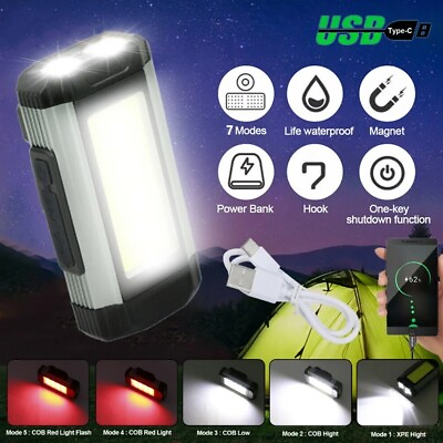 #ad Multifunctional COB Work Light with Magnetic Rechargeable LED Torch Flashlight $16.98
