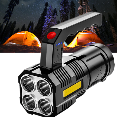 #ad 60000LM 4 Head Rechargeable Tactical Flashlight Torch Side Light Camping Lantern $16.98