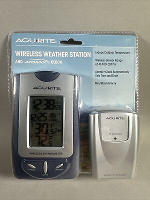 #ad Acurite Wireless Weather Atomic ATOMIX Clock Station 00739 Alarm Backlight Time $22.87