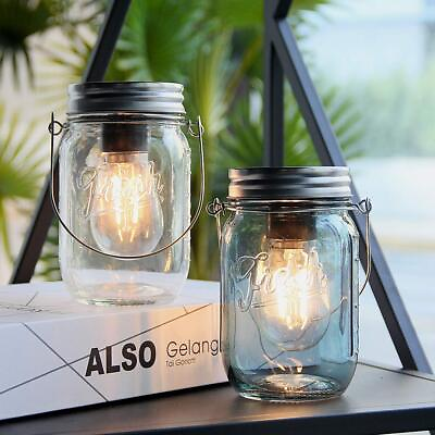 #ad Outdoor Mason Jar Lights Hanging 2 Pack LED Decorative Garden Lanterns with ... $54.06