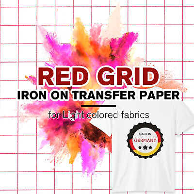 #ad 500 PK Bulk Iron on Heat Transfer Paper Light Red Grid for Inkjet Laser Cutter $179.99