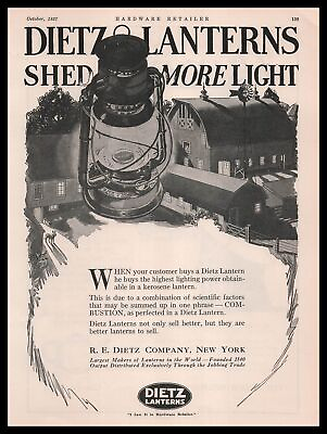 #ad 1927 R. E. Dietz Lanterns New York quot;Shed More Lightquot; Farm Barn Vintage Print Ad $18.16