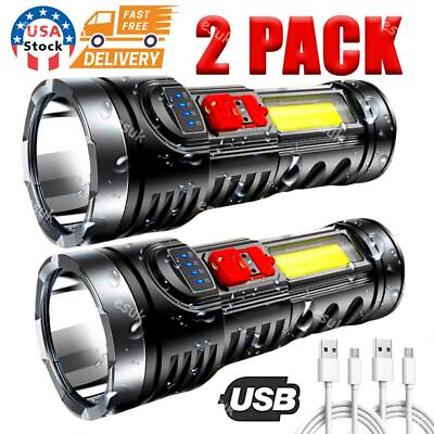 #ad 2X Super Bright LED Flashlight Torch USB Rechargeable Tactical lights 12000000LM $10.95