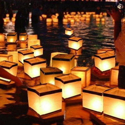 #ad 10 PCS 5.9Inch Water Floating Candle Lanterns Outdoor Biodegradable Lantern $15.97