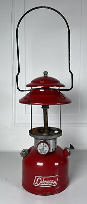 #ad Vintage 1972 Red Coleman 200A Lantern Works Nice NO GLASS Really Clean $80.00