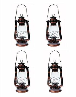 #ad Lot of 4 Hurricane Kerosene Oil Lantern Emergency Hanging Light Lamp Brass 12quot; $49.95